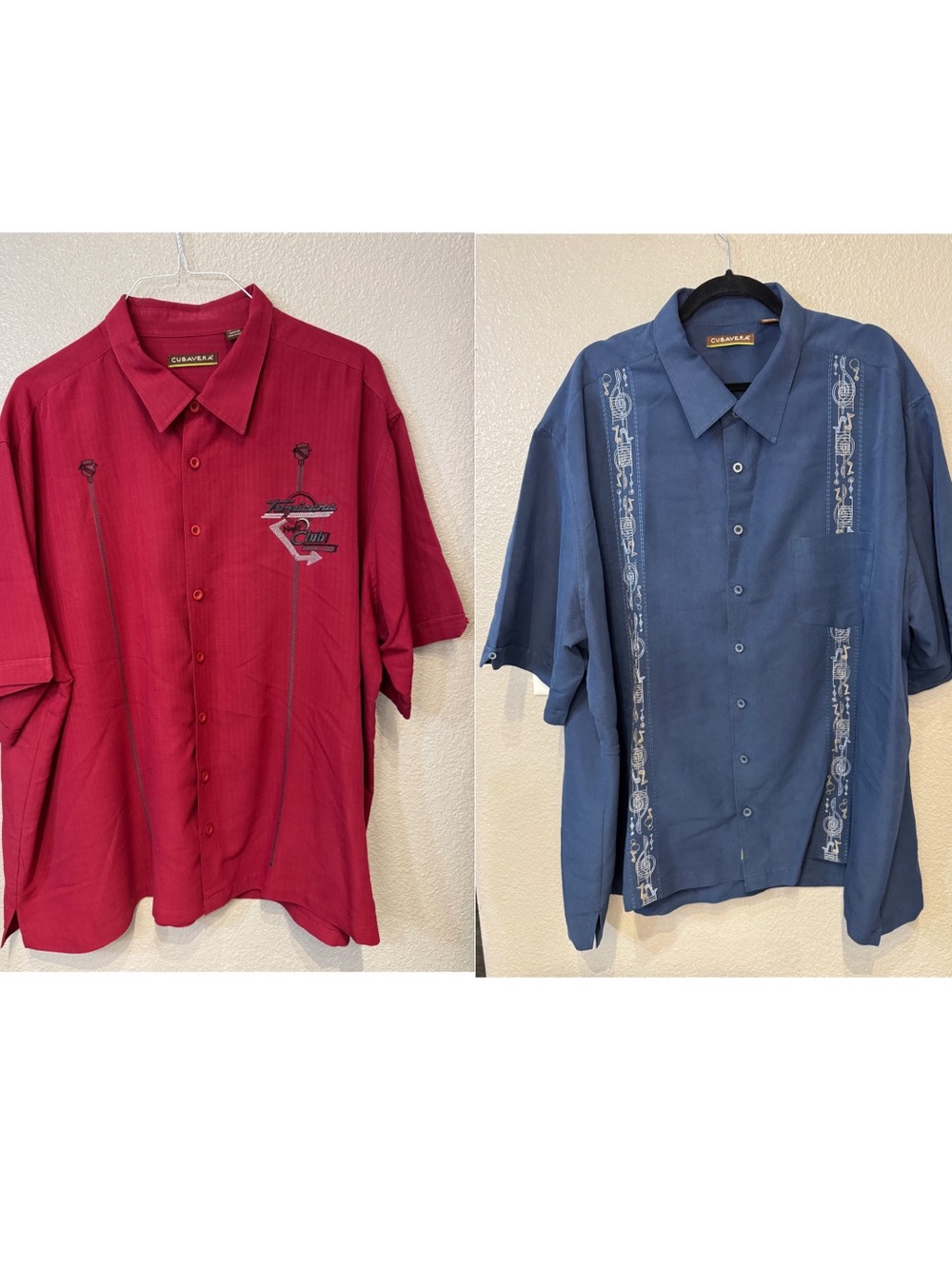 Cubavera Men’s 4XLT Shirt Bundle Embroidered Blue Red Big & Tall 2 Pack